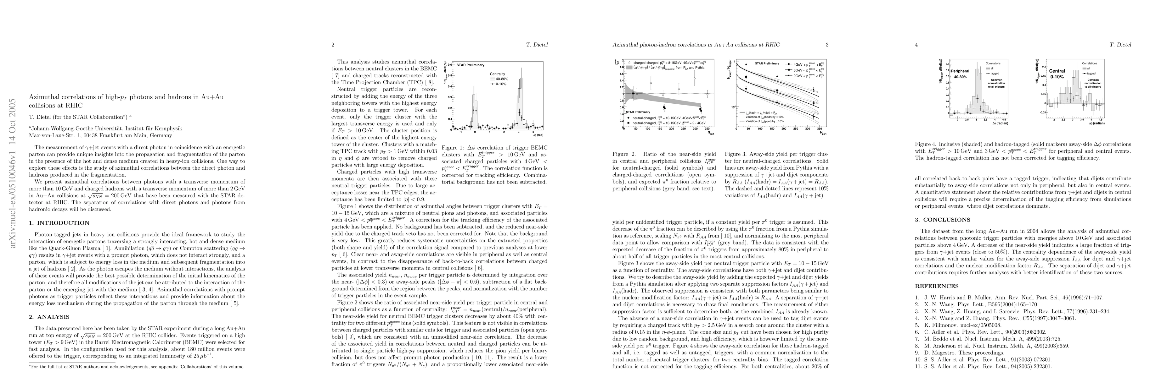 Thumbnail for Azimuthal correlations of high-pT photons and hadrons in Au+Au
  collisions at RHIC