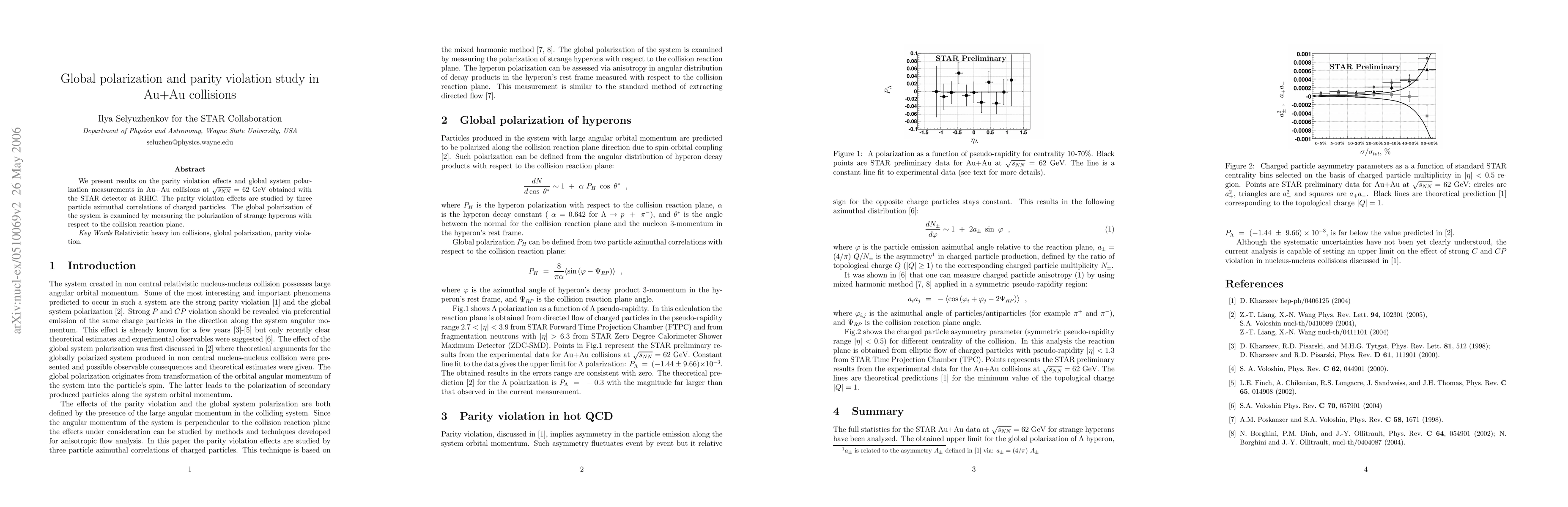 Thumbnail for Global polarization and parity violation study in Au+Au collisions