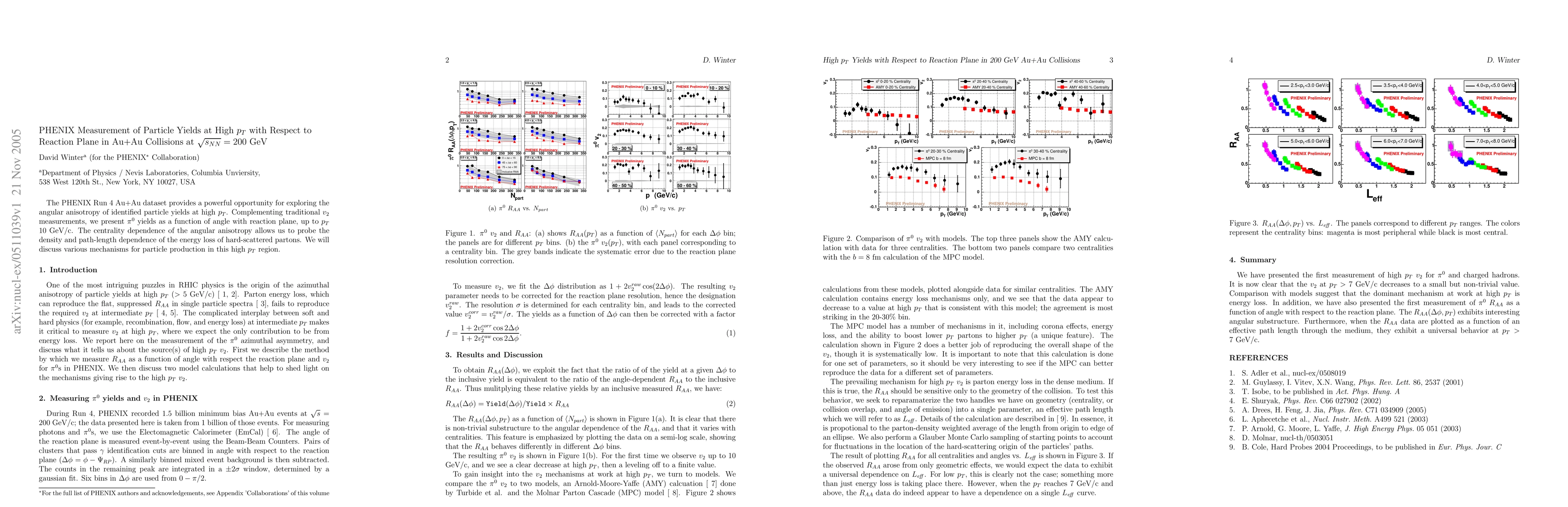 Thumbnail for PHENIX Measurement of Particle Yields at High pT with Respect toReaction
  Plane in Au+Au Collisions at sqrt(s) = 200 GeV