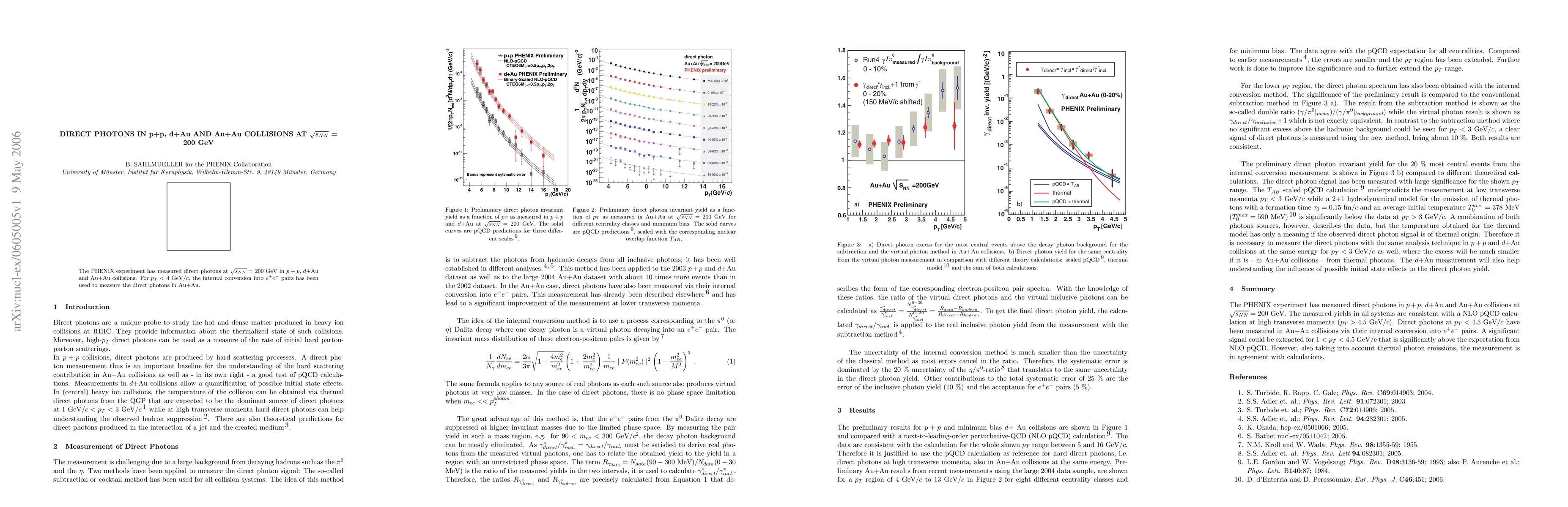 Thumbnail for Direct Photons in p+p, d+Au and Au+Au Collisions at sqrt(s_NN) = 200 GeV