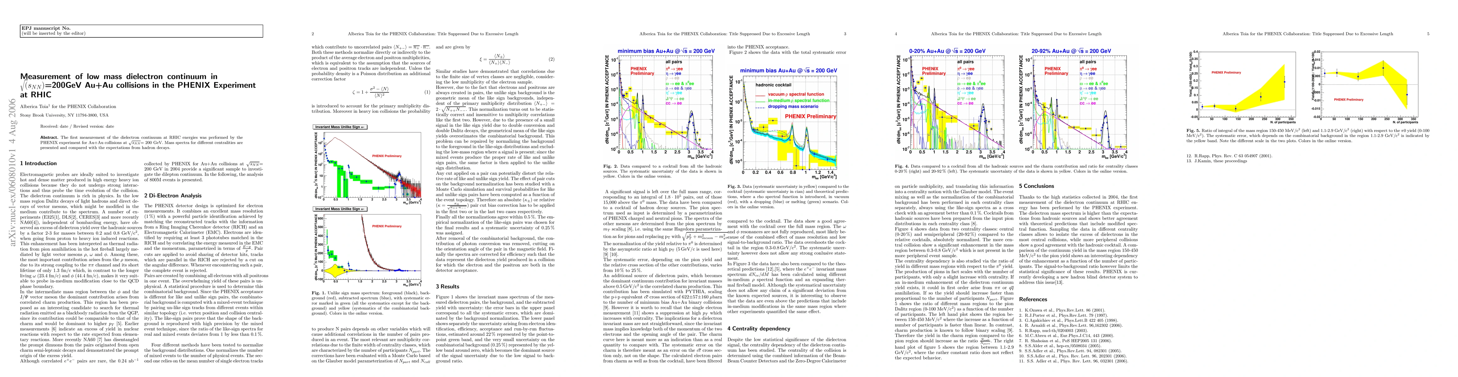 Thumbnail for Measurement of low mass dielectron continuum in sqrt(s_{NN}) = 200 GeV
  Au+Au collisions in the PHENIX Experiment at RHIC