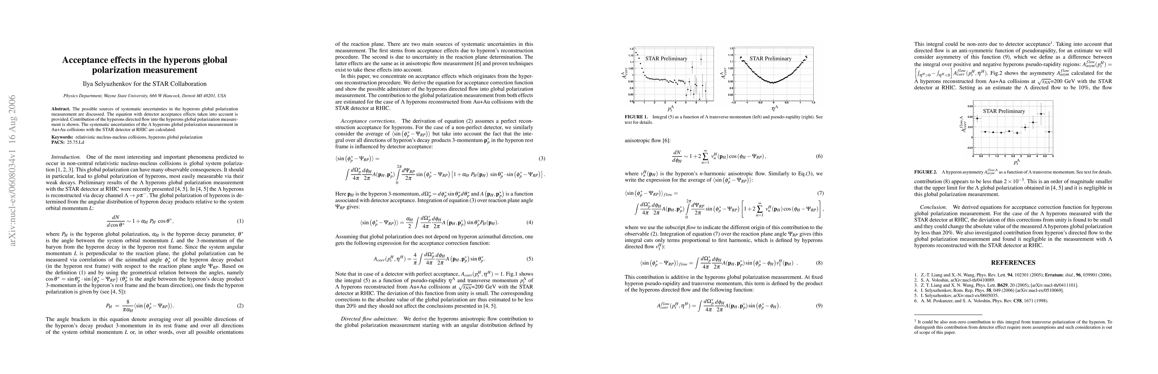 Thumbnail for Acceptance effects in the hyperons global polarization measurement