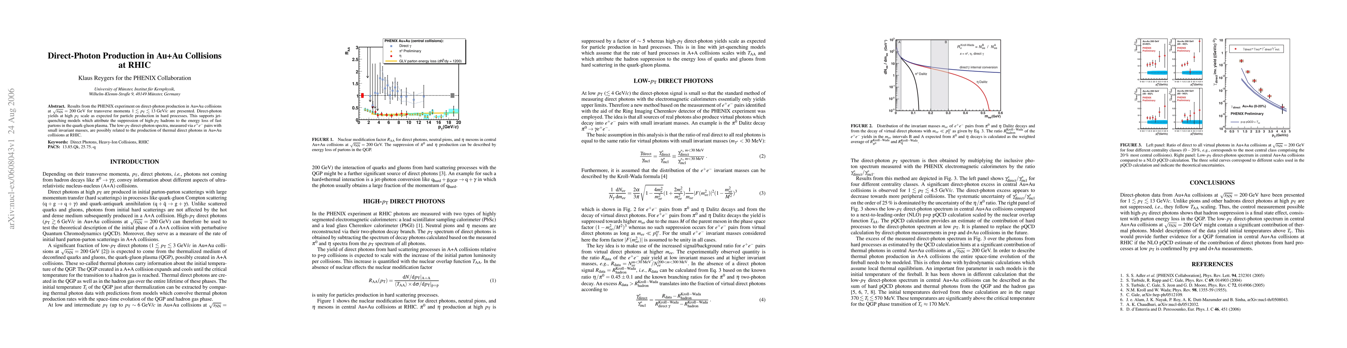 Thumbnail for Direct-Photon Production in Au+Au Collisions at RHIC