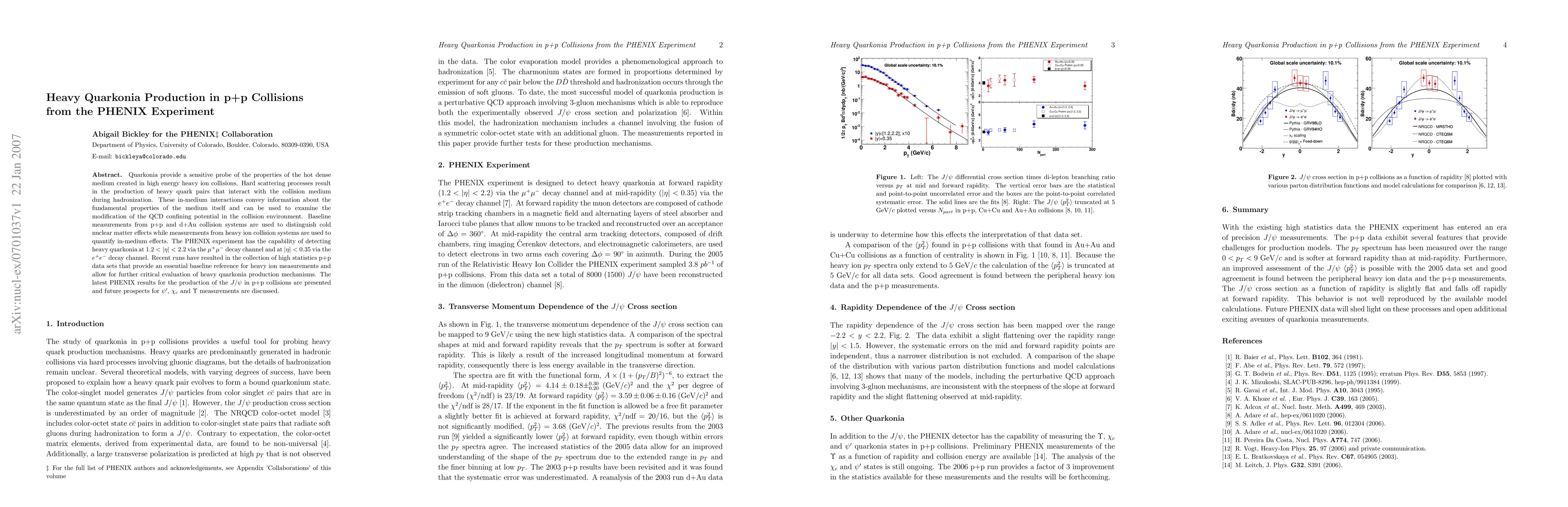 Thumbnail for Heavy Quarkonia Production in p+p Collisions from the PHENIX Experiment