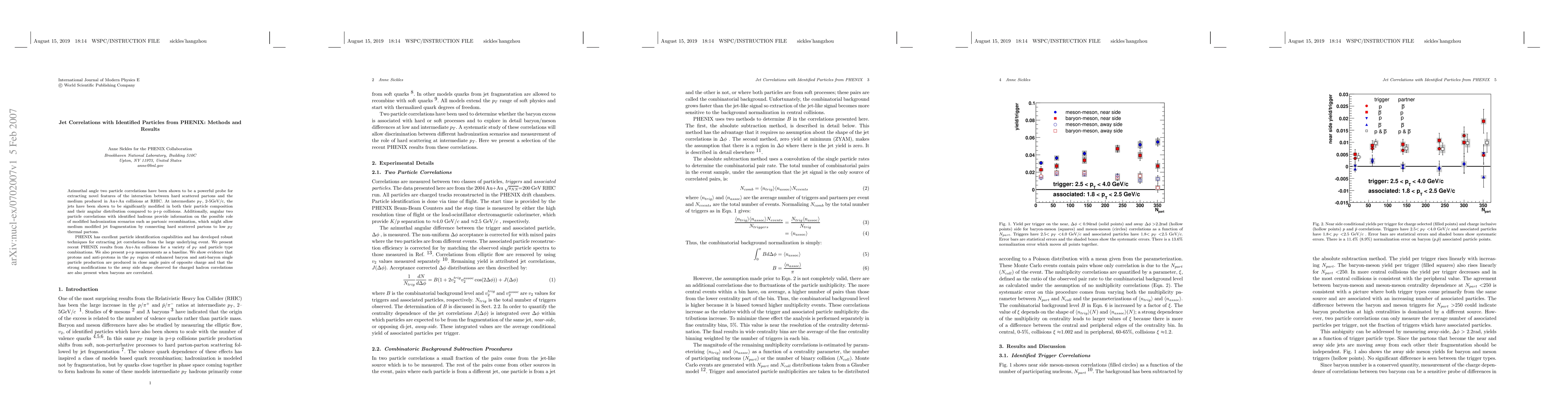Thumbnail for Jet Correlations with Identified Particles from PHENIX: Methods and
  Results