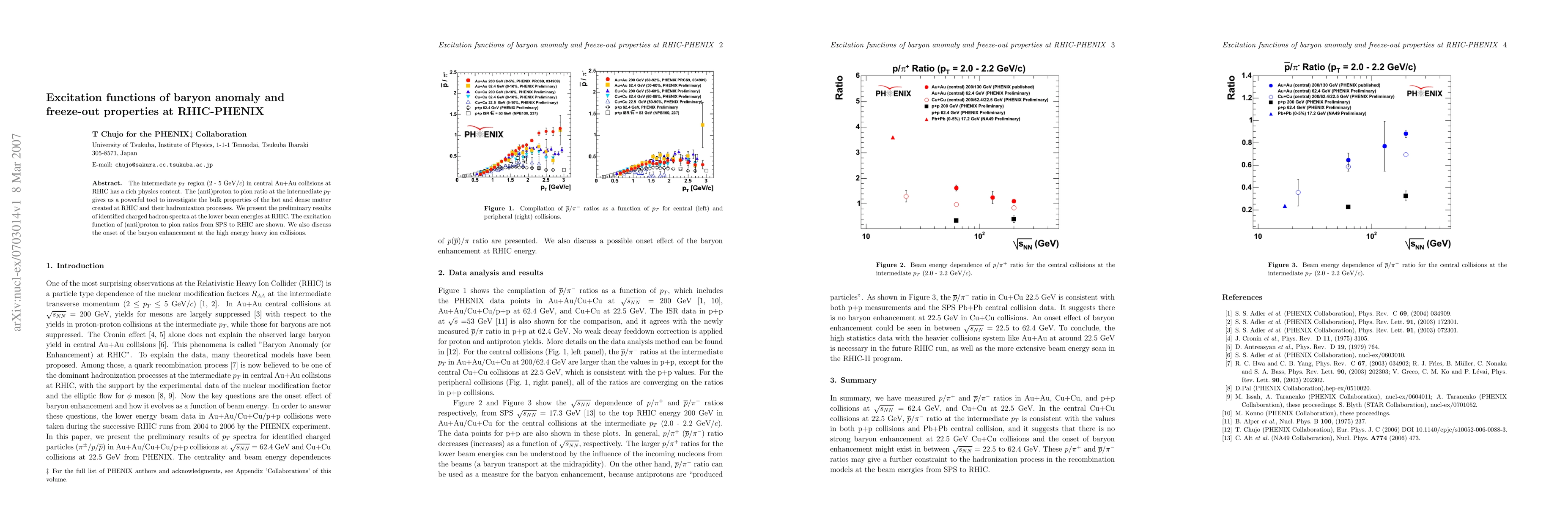 Thumbnail for Excitation functions of baryon anomaly and freeze-out properties at
  RHIC-PHENIX