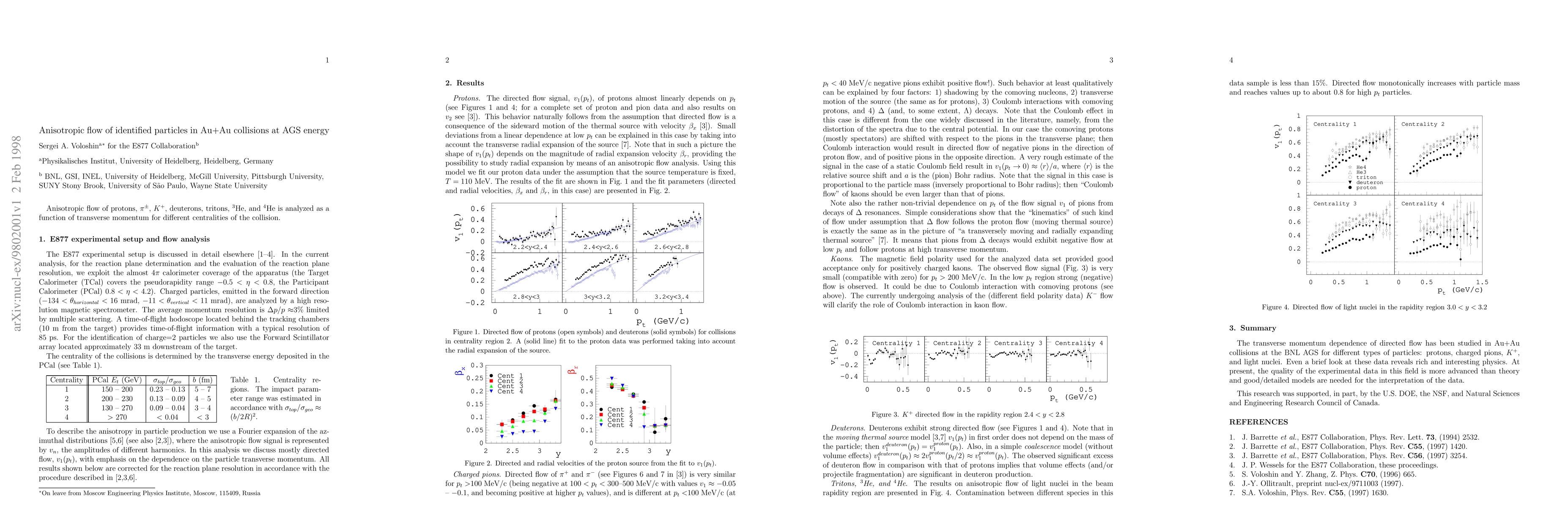 Thumbnail for Anisotropic flow of identified particles in Au+Au collisions at AGS
  energy