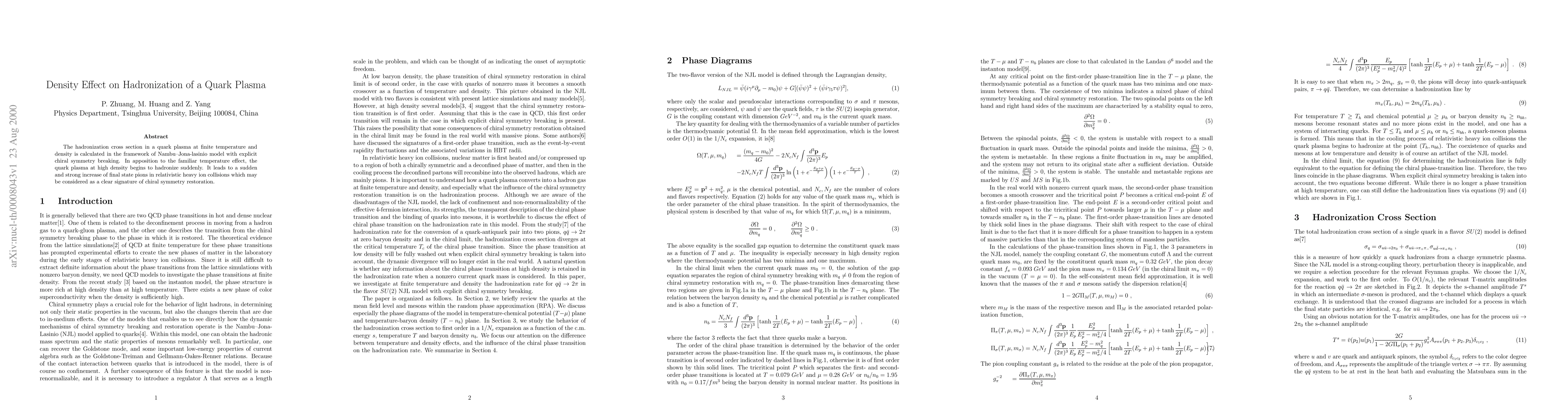 Thumbnail for Density Effect on Hadronization of a Quark Plasma