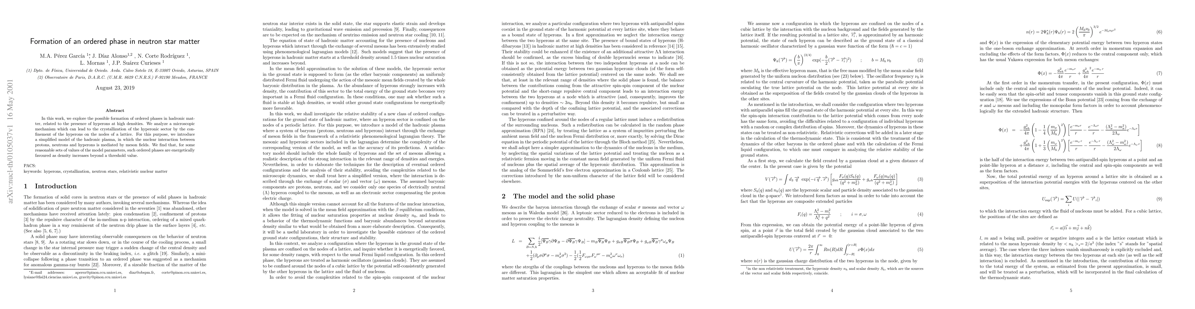 Thumbnail for Formation of an ordered phase in neutron star matter