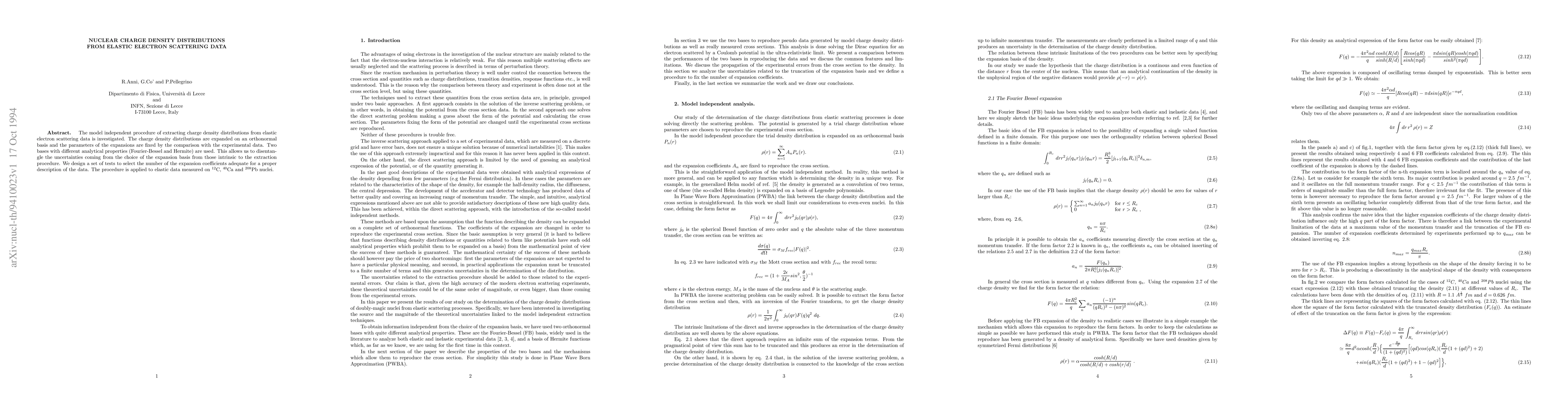Thumbnail for Nuclear Charge Density Distributions from Elastic Electron Scattering
  Data