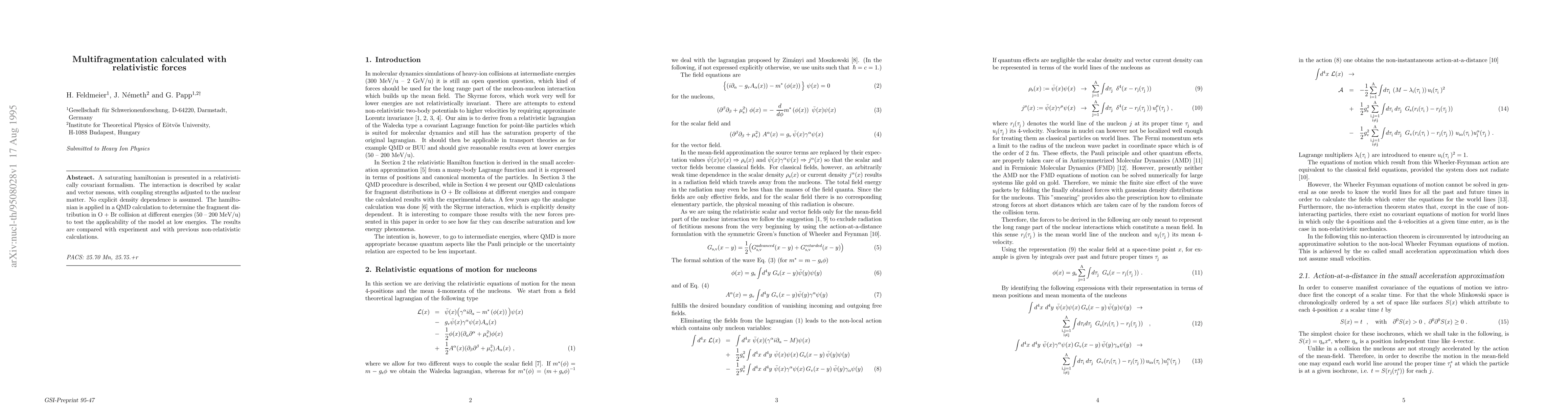 Thumbnail for Multifragmentation calculated with relativistic force