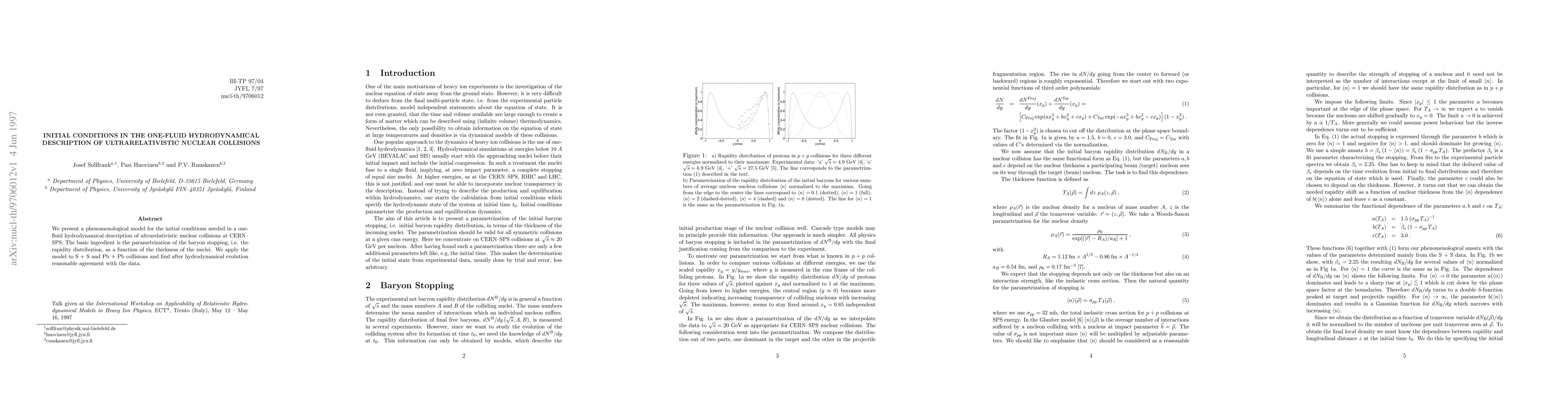 Thumbnail for Initial Conditions in the One-Fluid Hydrodynamical Description of
  Ultrarelativistic Nuclear Collisions