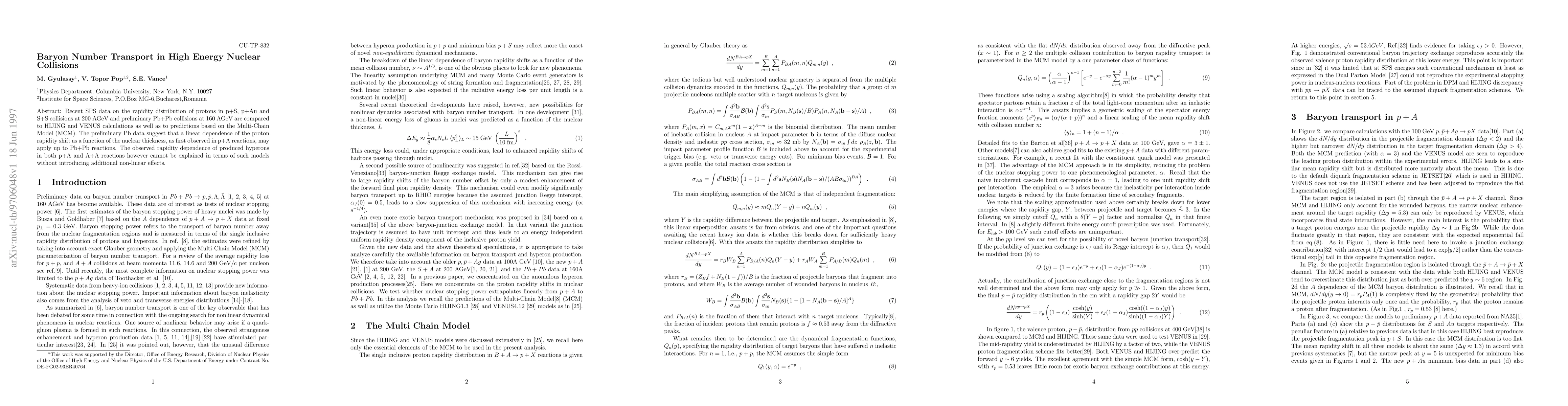 Thumbnail for Baryon Number Transport in High Energy Nuclear Collisions