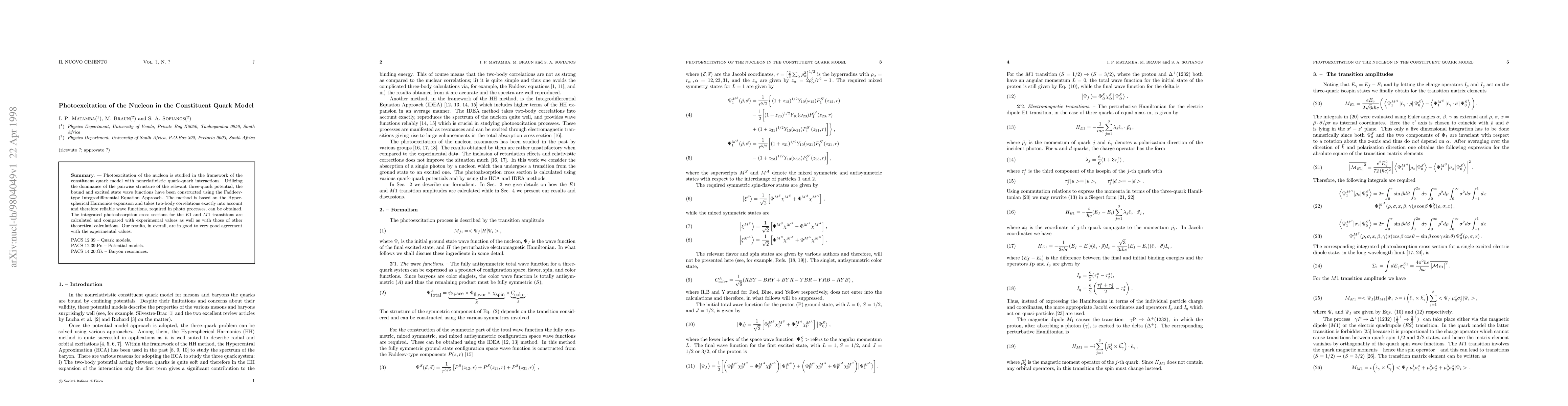 Thumbnail for Photoexcitation of the Nucleon in the Constituent Quark Model