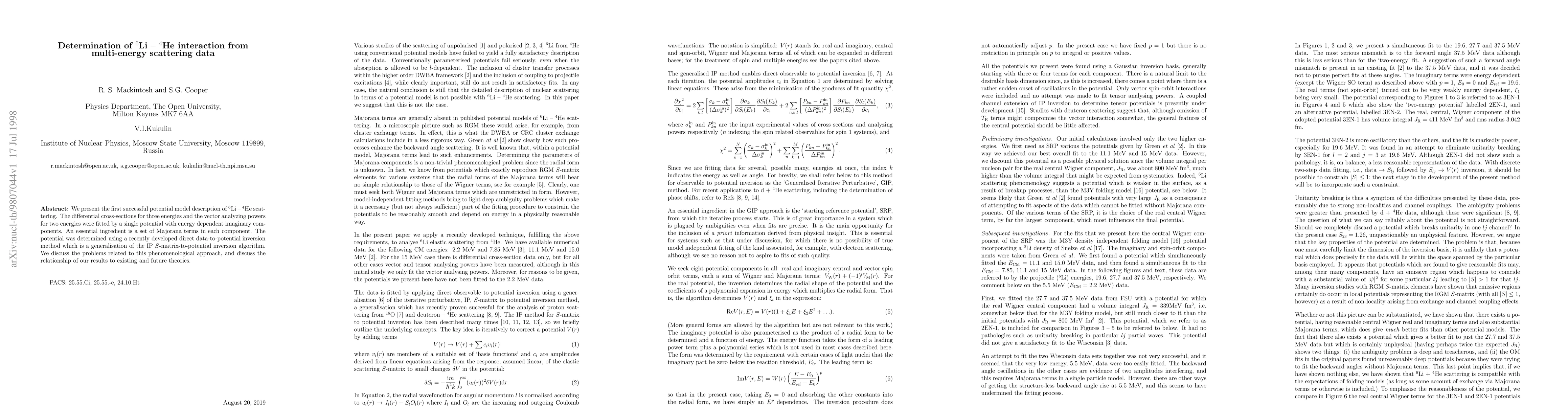 Thumbnail for Determination of Li-6 -- He-4 interaction from multi-energy scattering
  data