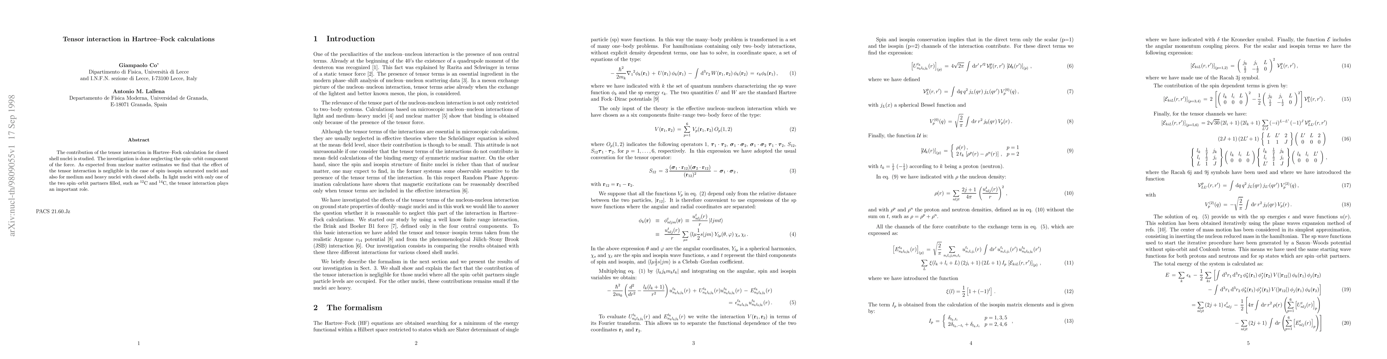Thumbnail for Tensor interaction in Hartree--Fock calculations