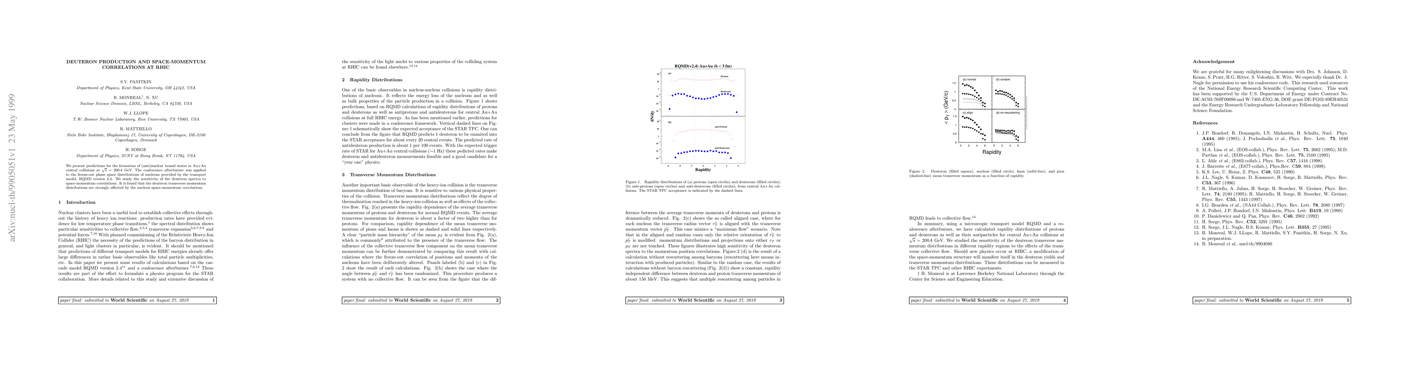 Thumbnail for Deuteron production and space-momentum correlations at RHIC