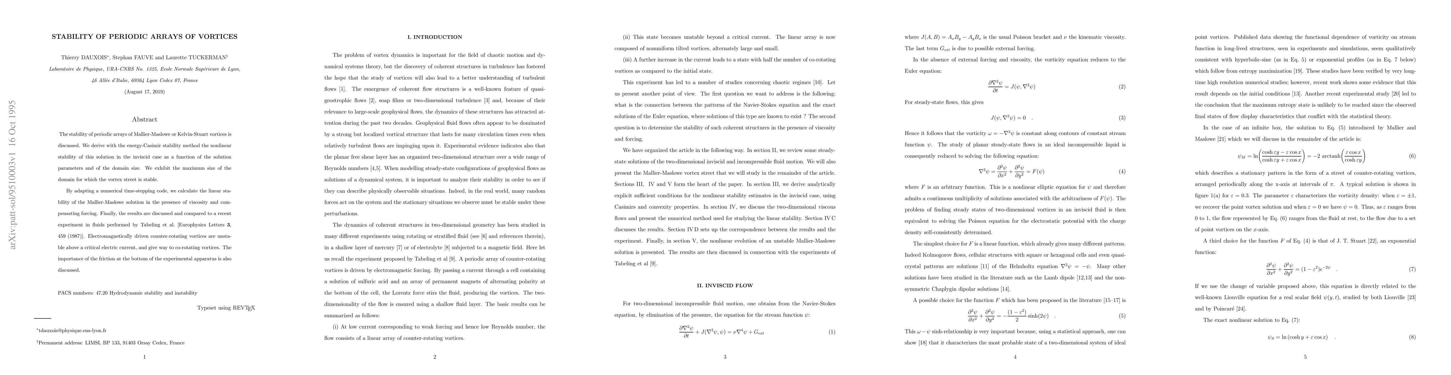 Thumbnail for Stability of periodic arrays of vortices