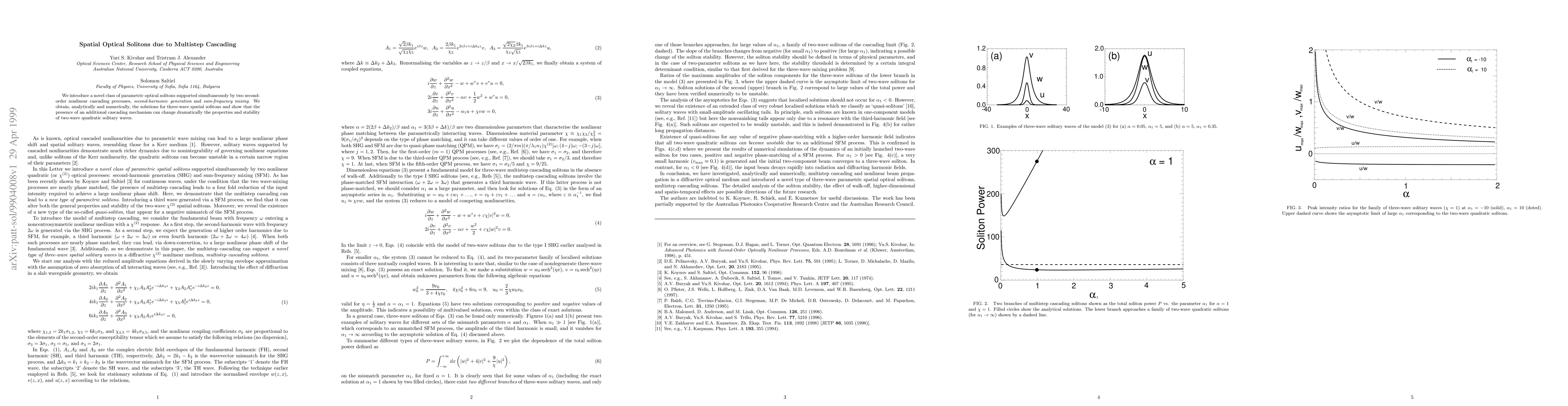 Thumbnail for Spatial Optical Solitons due to Multistep Cascading