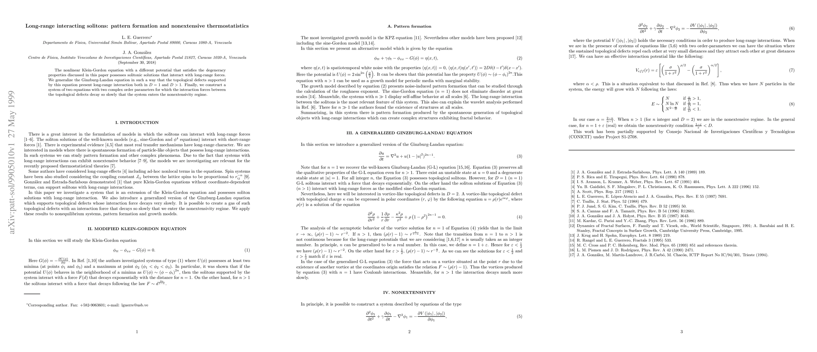 Thumbnail for Long-range interacting solitons: pattern formation and nonextensive
  thermostatistics