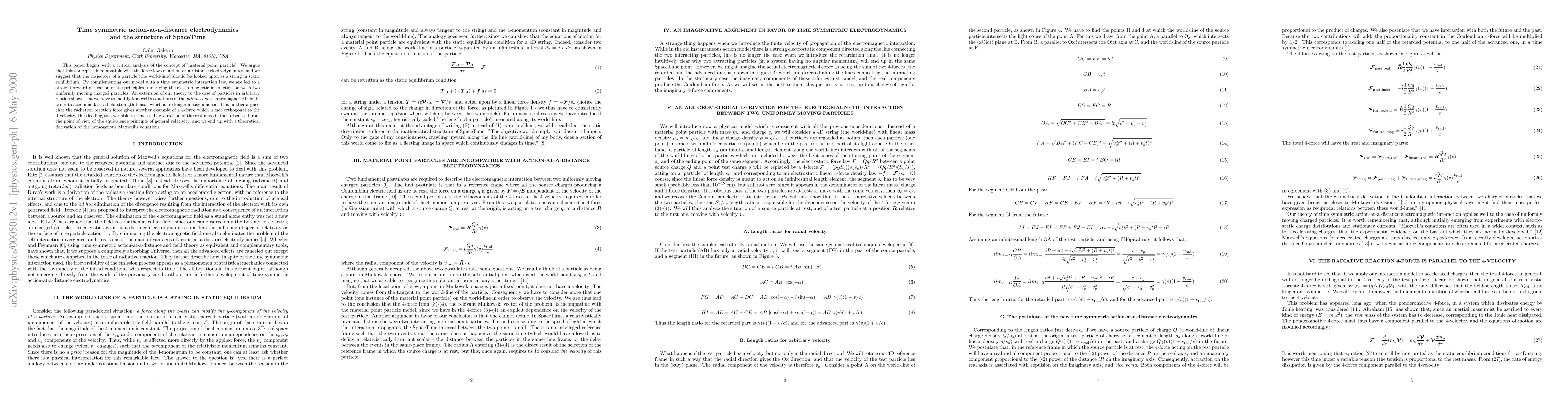 Thumbnail for Time symmetric action-at-a-distance electrodynamics and the structure of
  SpaceTime