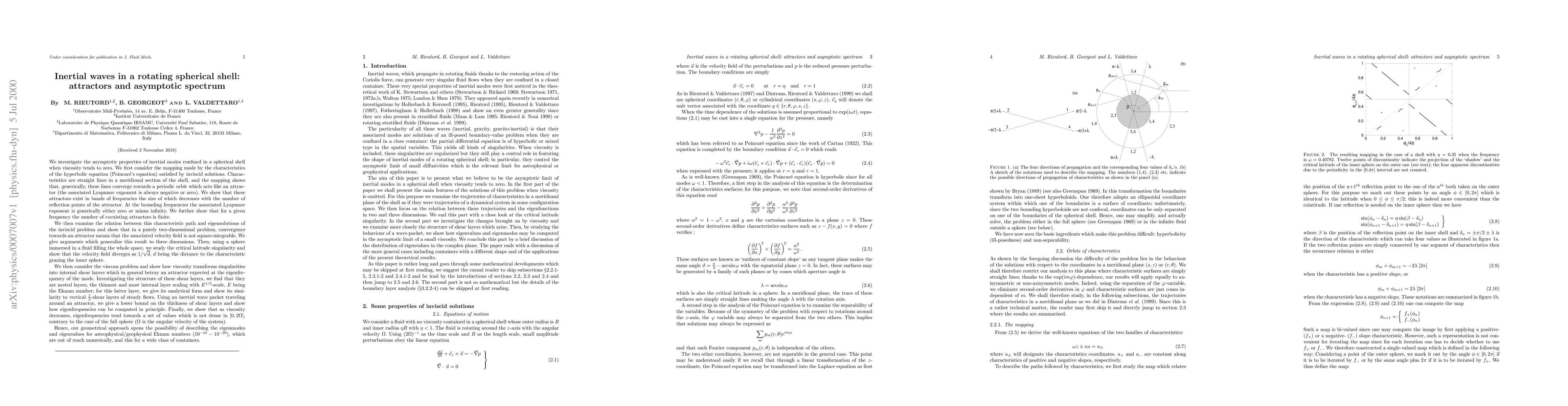 Thumbnail for Inertial waves in a rotating spherical shell: attractors and asymptotic
  spectrum