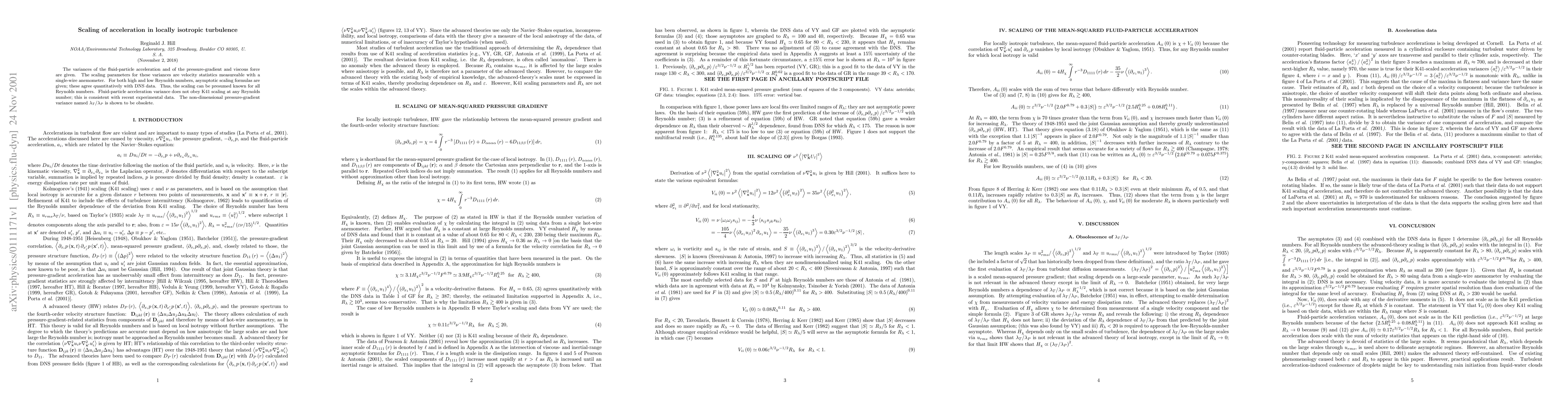 Thumbnail for Scaling of acceleration in locally isotropic turbulence