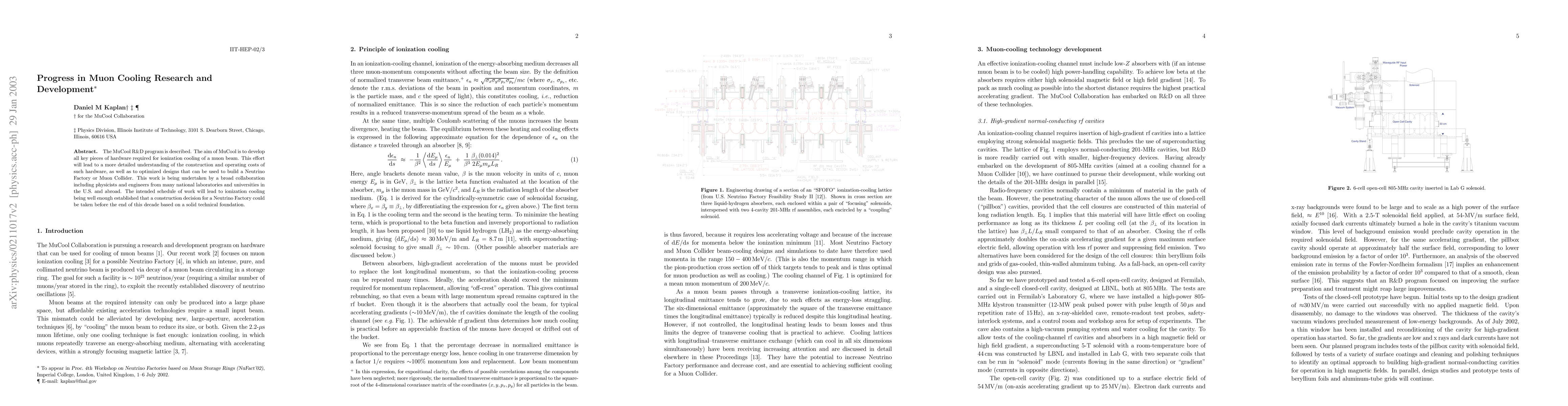 Thumbnail for Progress in Muon Cooling Research and Development