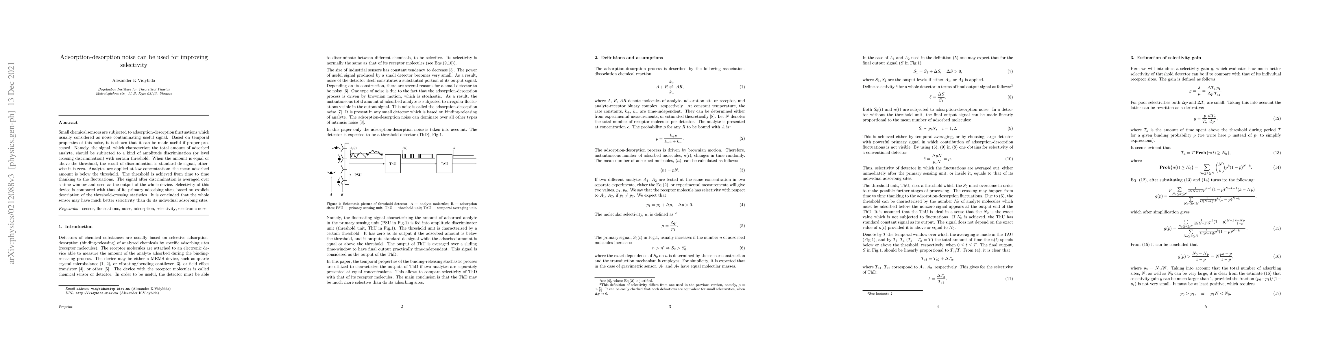 Thumbnail for Adsorption-desorption noise can be used for improving selectivity