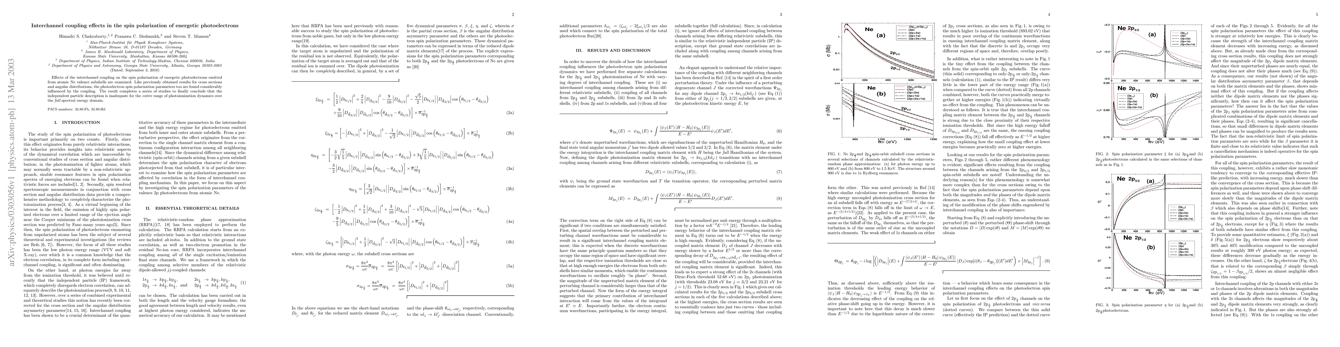 Thumbnail for Interchannel coupling effects in the spin polarization of energetic
  photoelectrons