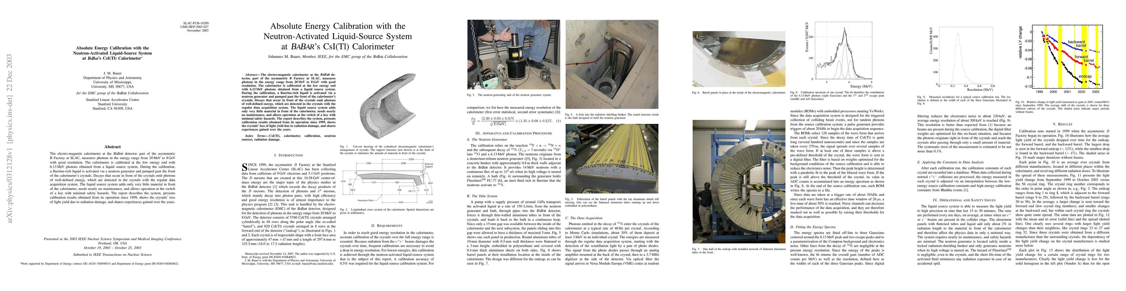 Thumbnail for Absolute Energy Calibration with the Neutron-Activated Liquid-Source
  System at BaBar's CsI(Tl) Calorimeter