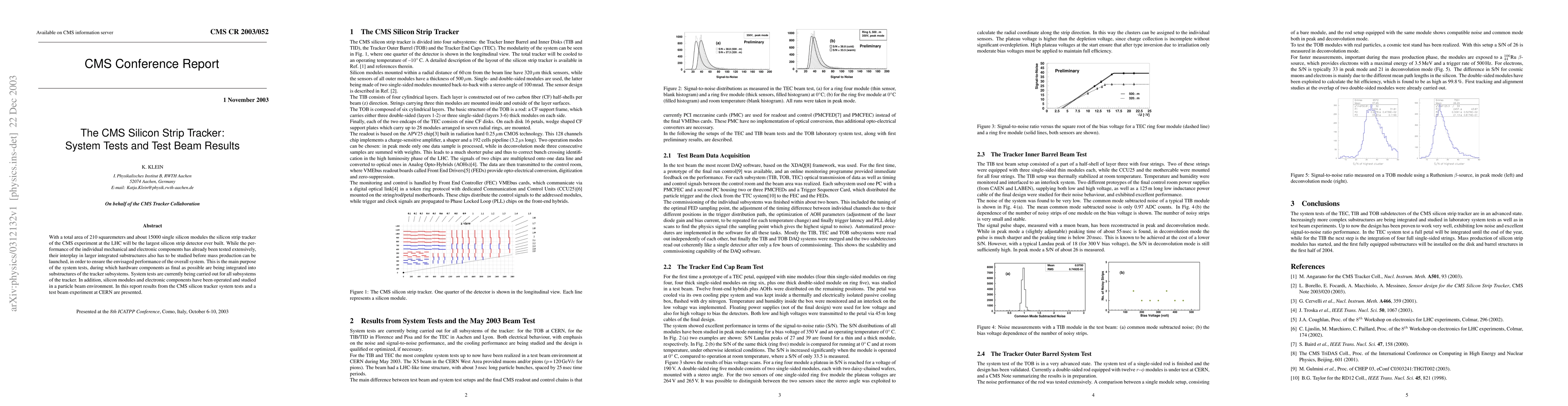 Thumbnail for The CMS Silicon Strip Tracker: System Tests and Test Beam Results