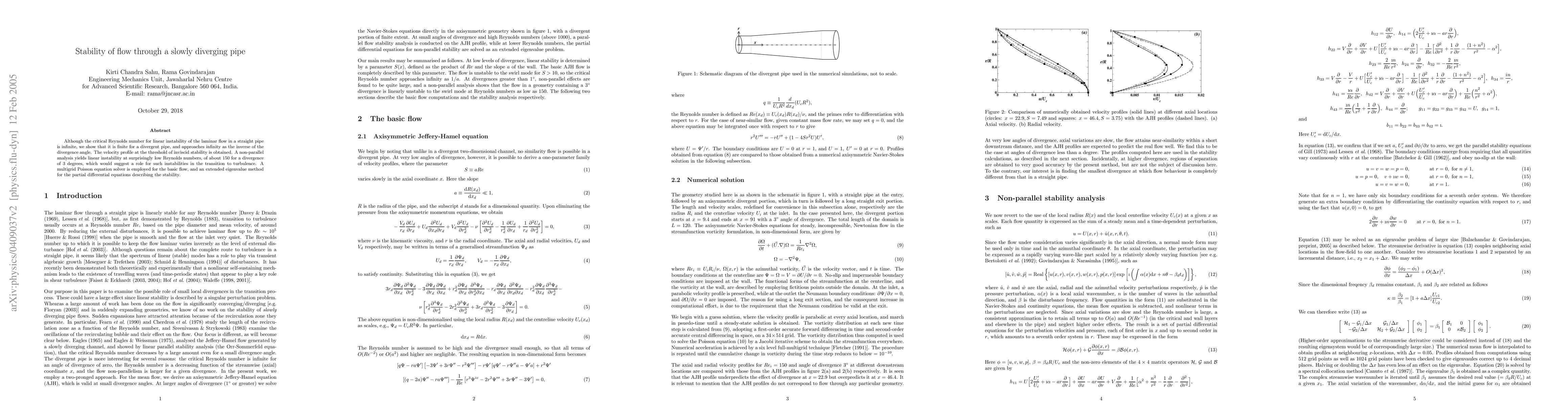 Thumbnail for Stability of flow through a slowly diverging pipe