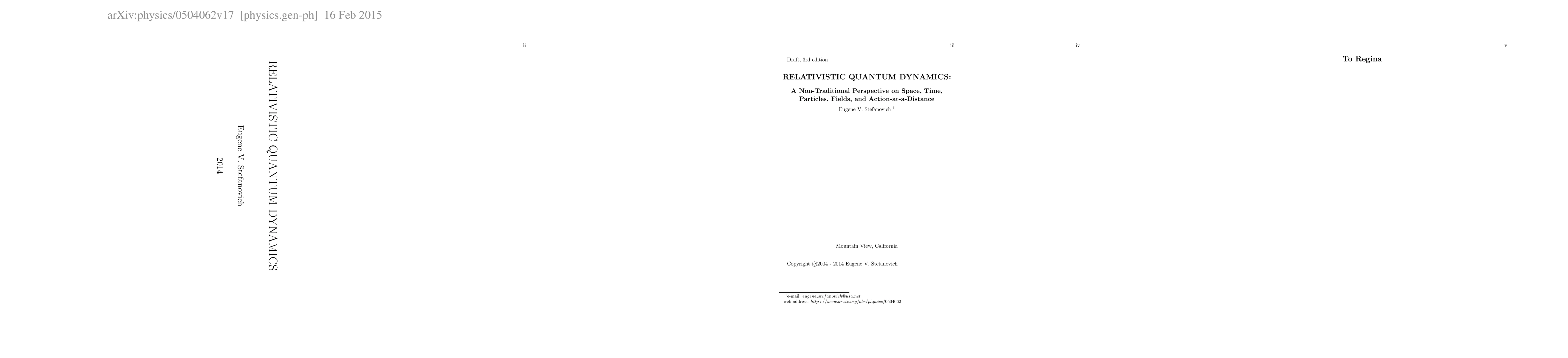 Thumbnail for Relativistic Quantum Dynamics: A non-traditional perspective on space, time, particles, fields, and action-at-a-distance