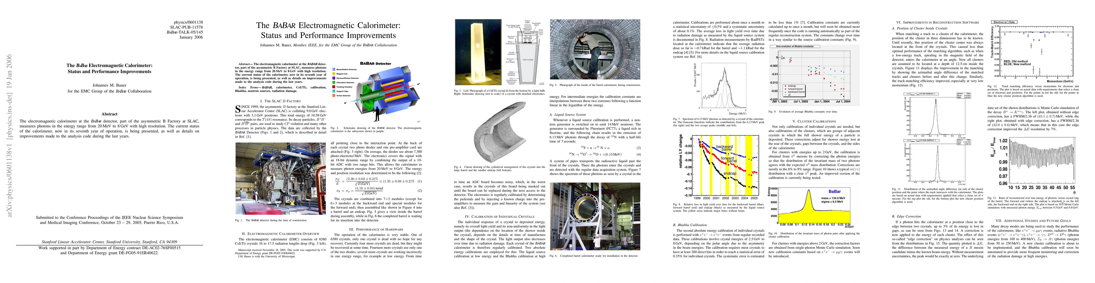 Thumbnail for The BaBar Electromagnetic Calorimeter: Status and Performance
  Improvements