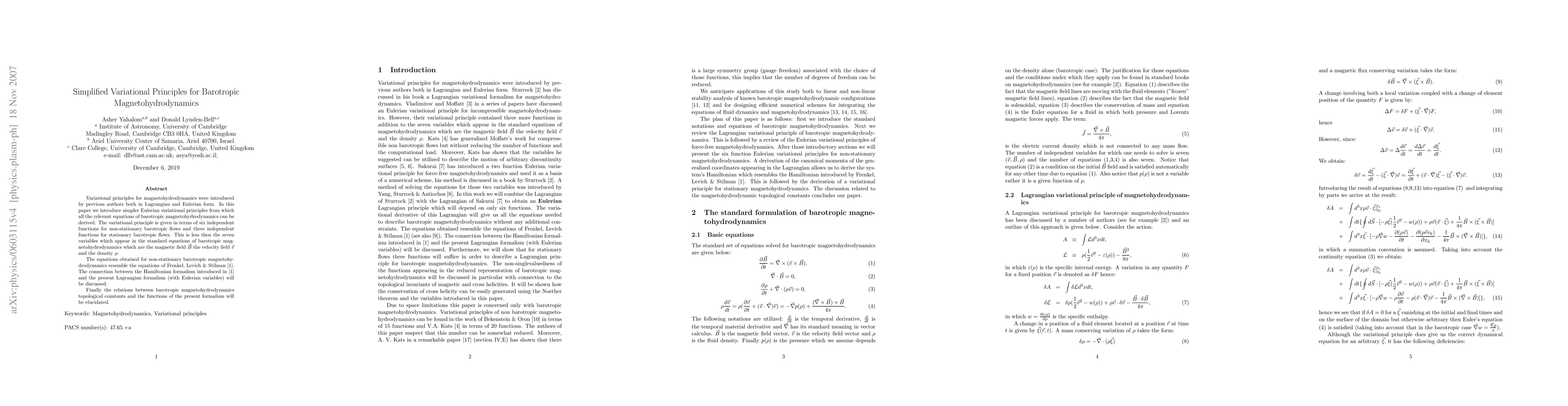 Thumbnail for Simplified Variational Principles for Barotropic Magnetohydrodynamics