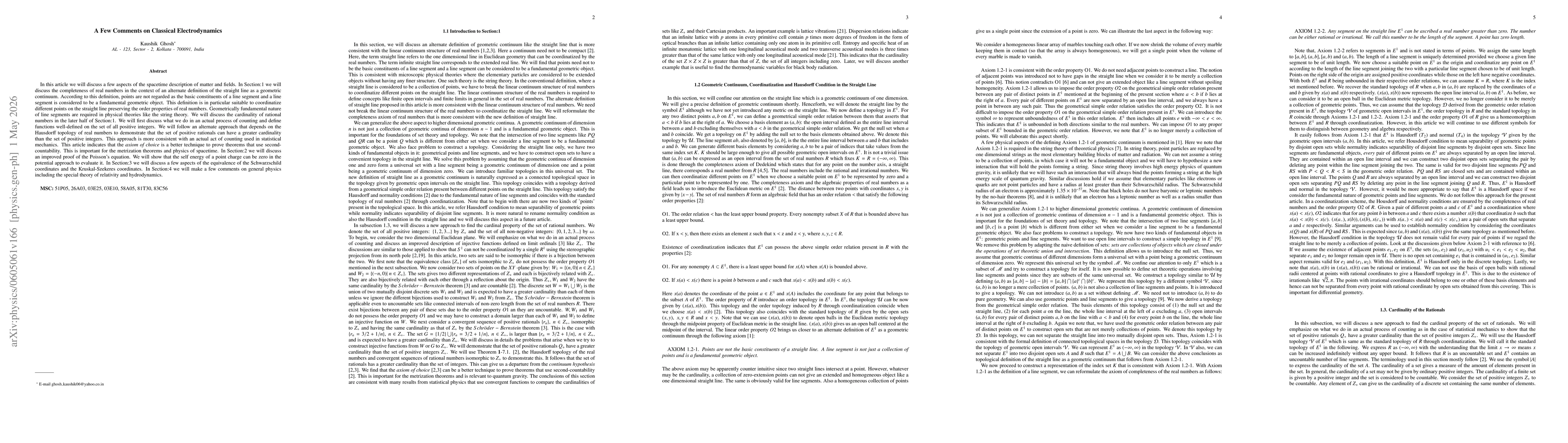Thumbnail for A Few Comments on Classical Electrodynamics