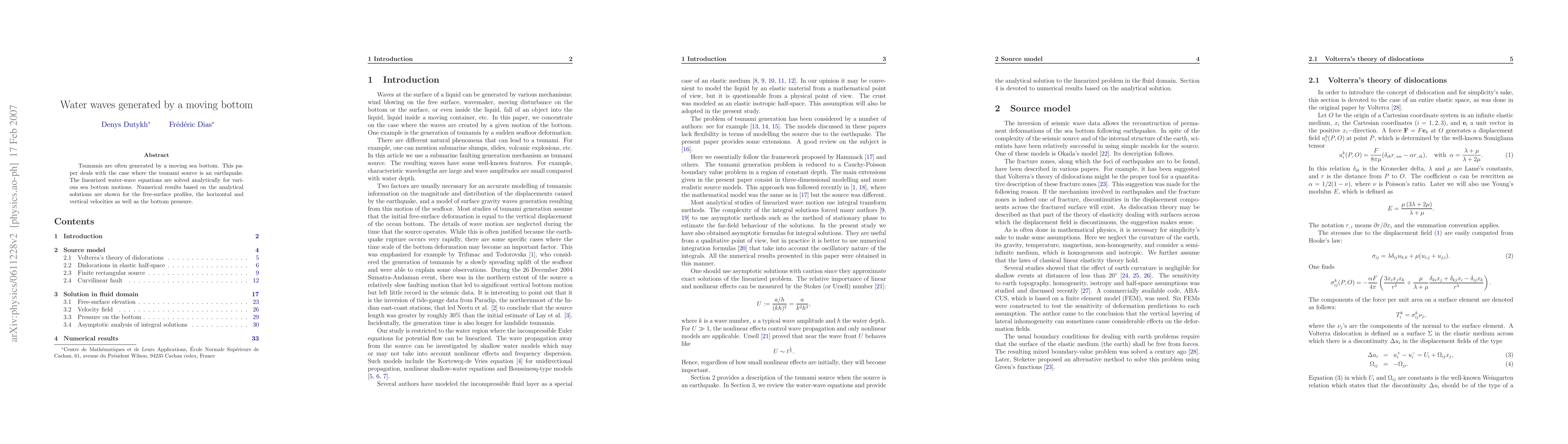 Thumbnail for Water waves generated by a moving bottom