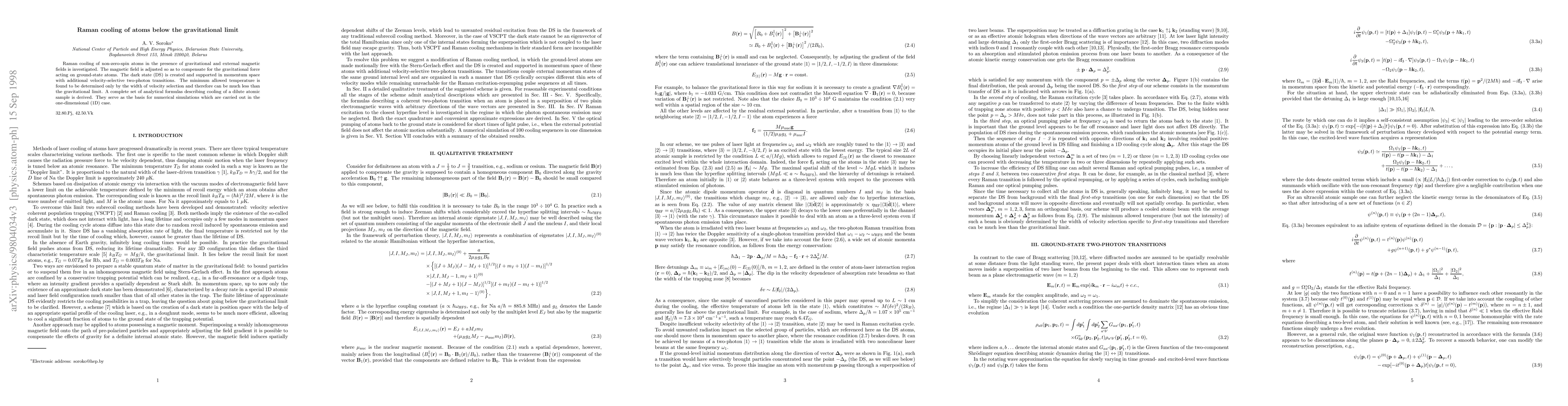 Thumbnail for Raman cooling of atoms below the gravitational limit