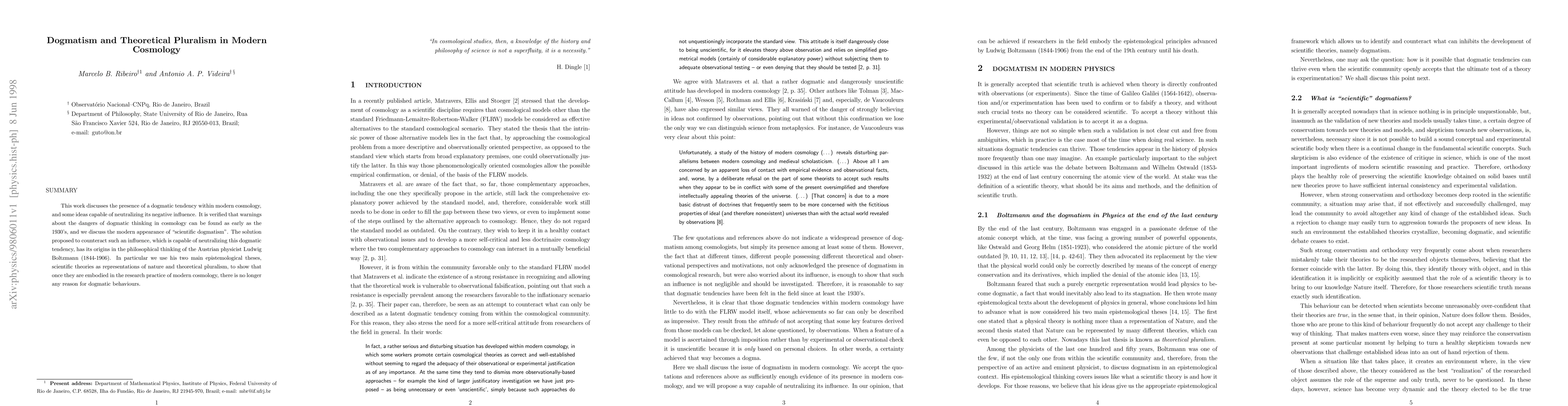 Thumbnail for Dogmatism and Theoretical Pluralism in Modern Cosmology