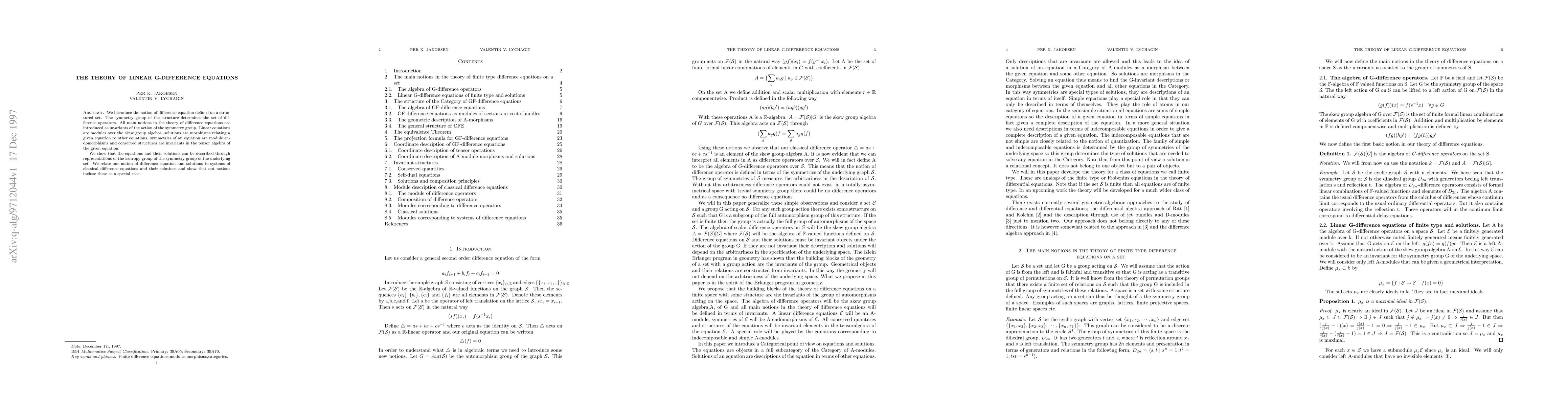 Thumbnail for Theory of linear G-difference equations
