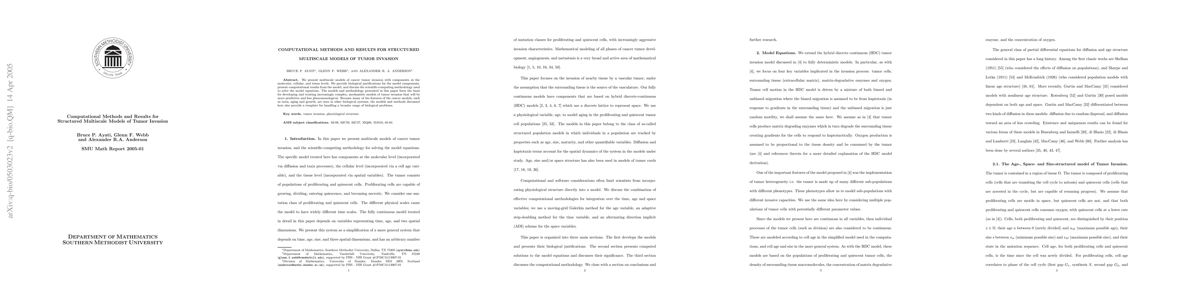 Thumbnail for Computational Methods and Results for Structured Multiscale Models of
  Tumor Invasion