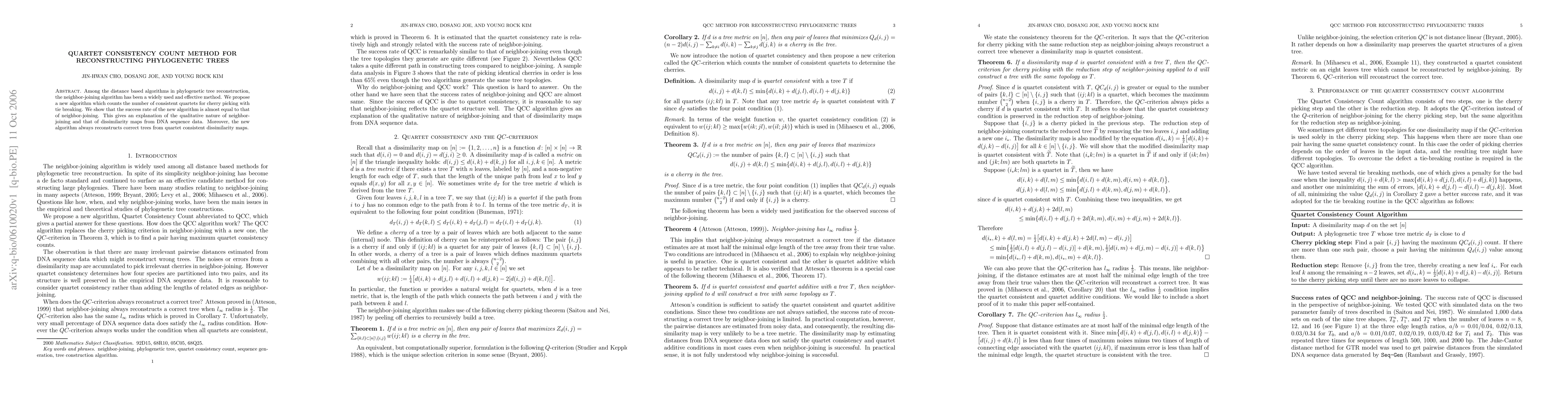 Thumbnail for Quartet consistency count method for reconstructing phylogenetic trees