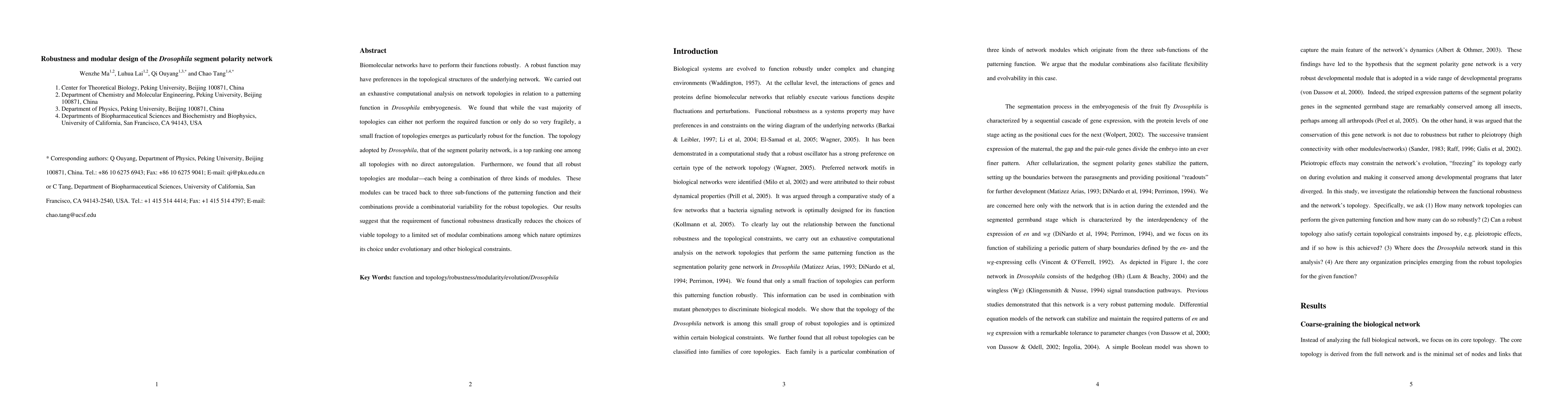 Thumbnail for Robustness and modular design of the Drosophila segment polarity network