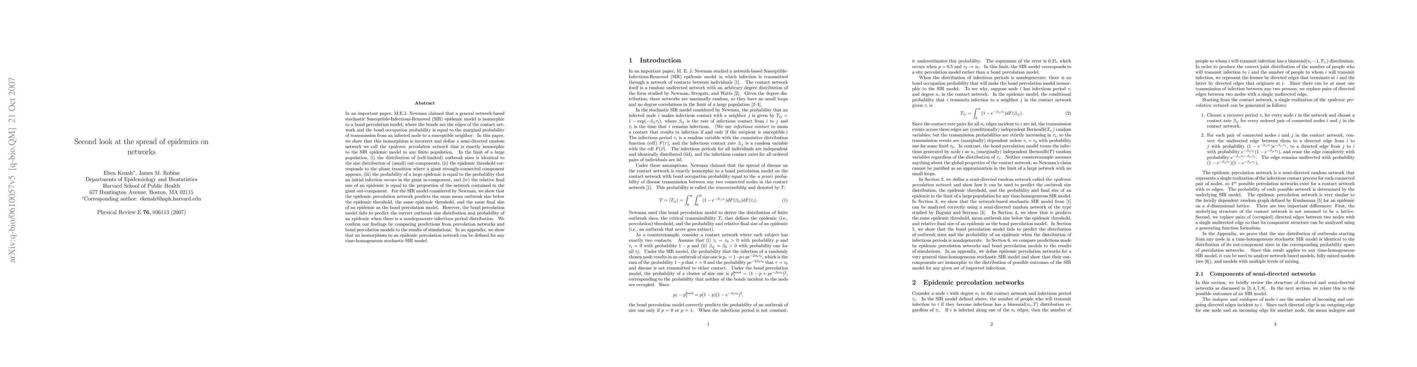 Thumbnail for Second look at the spread of epidemics on networks
