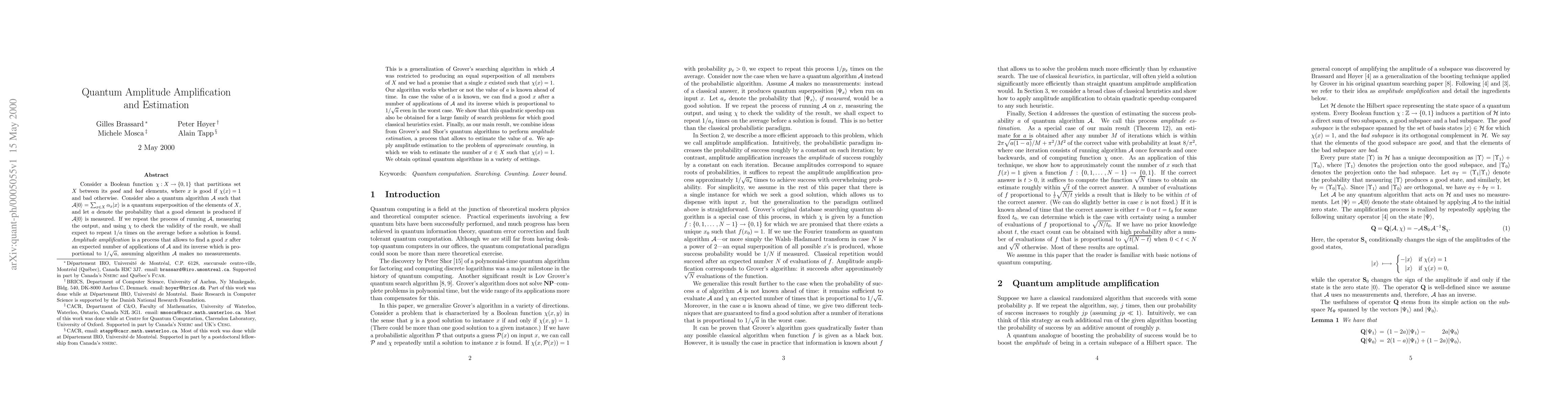 Thumbnail for Quantum Amplitude Amplification and Estimation