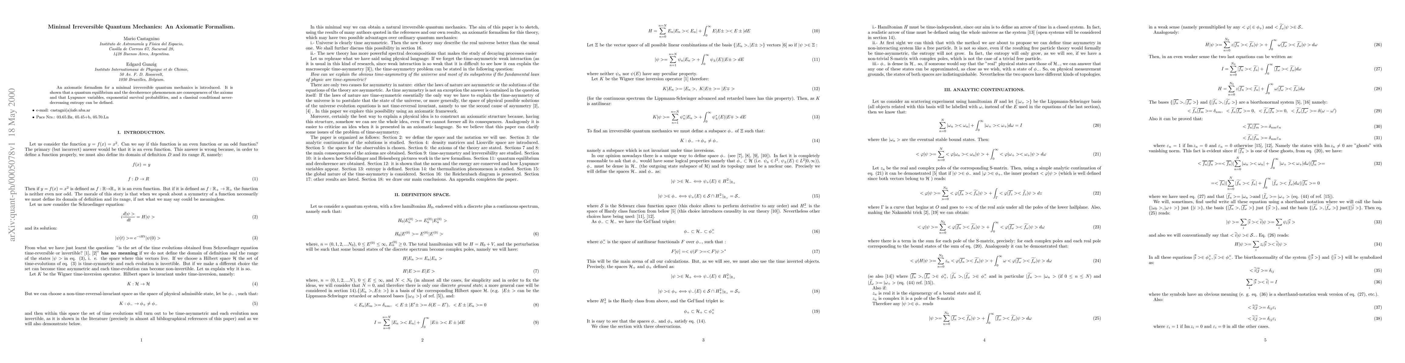 Thumbnail for Minimal Irreversible Quantum Mechanics: An Axiomatic Formalism