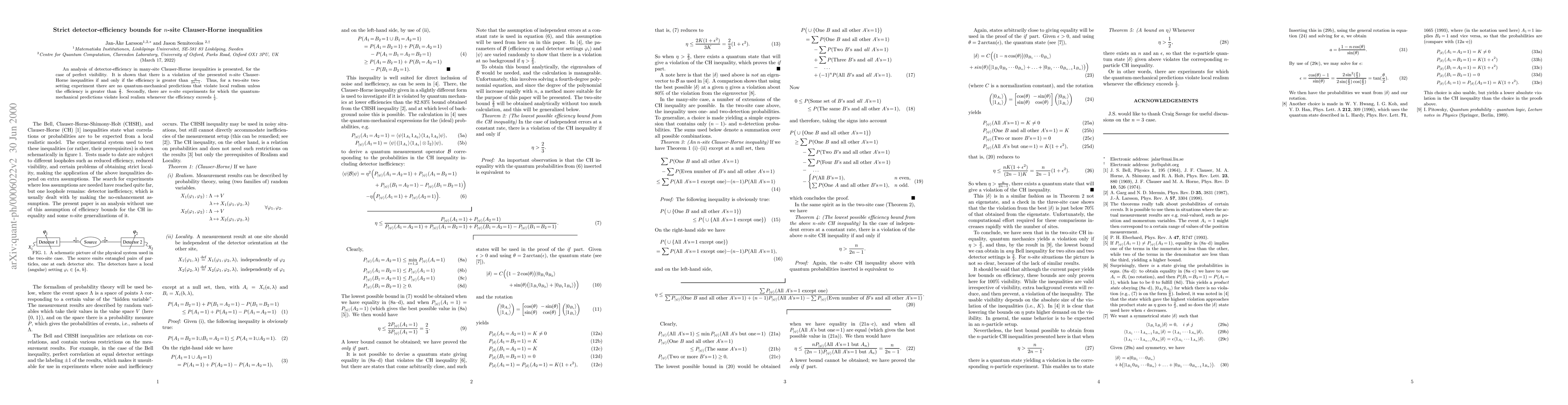 Thumbnail for Strict detector-efficiency bounds for n-site Clauser-Horne inequalities