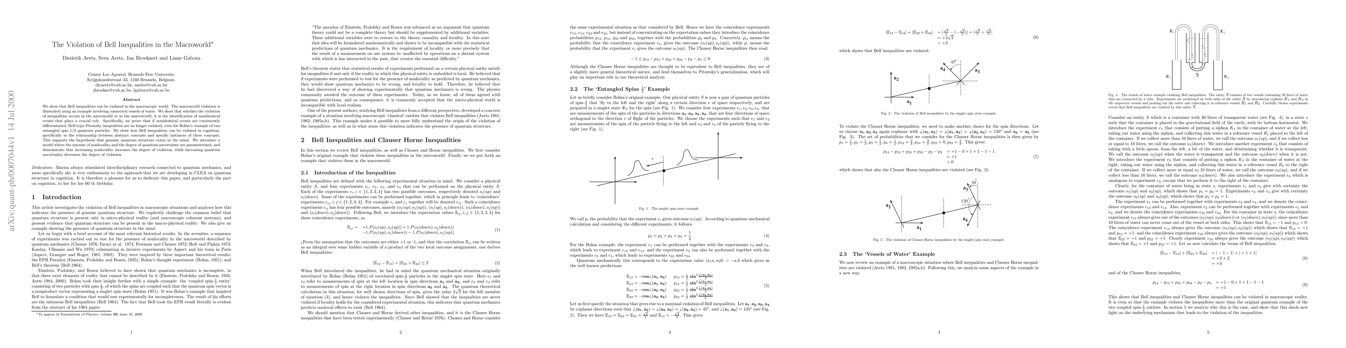 Thumbnail for The Violation of Bell Inequalities in the Macroworld