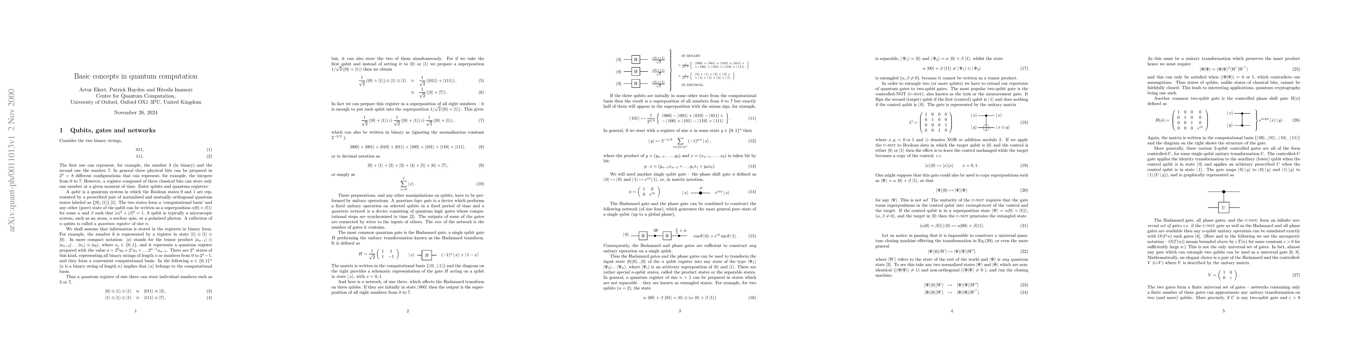 Thumbnail for Basic concepts in quantum computation